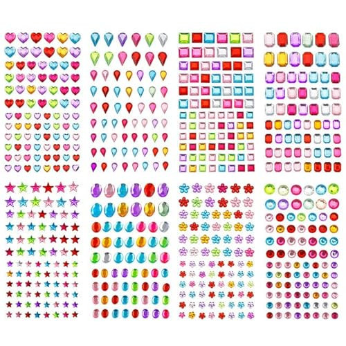 704pcs Gem Stickers, Self Adhesive Gems for Crafts, Rhinestones for Crafts, Jewel Stickers, Bling Rhinestone Stickers, 8 Sheets Face Jewels, Stick on Face Gems for Crafts Makeup Face Nail Eye DIY | Amazon (US)