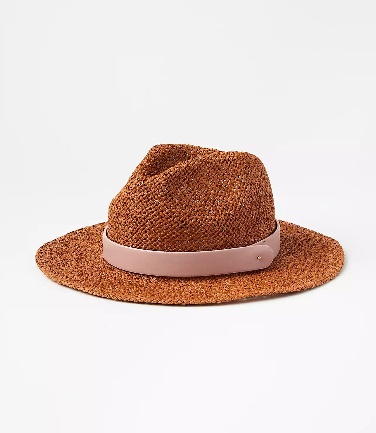 Faux Leather Band Straw Fedora | LOFT