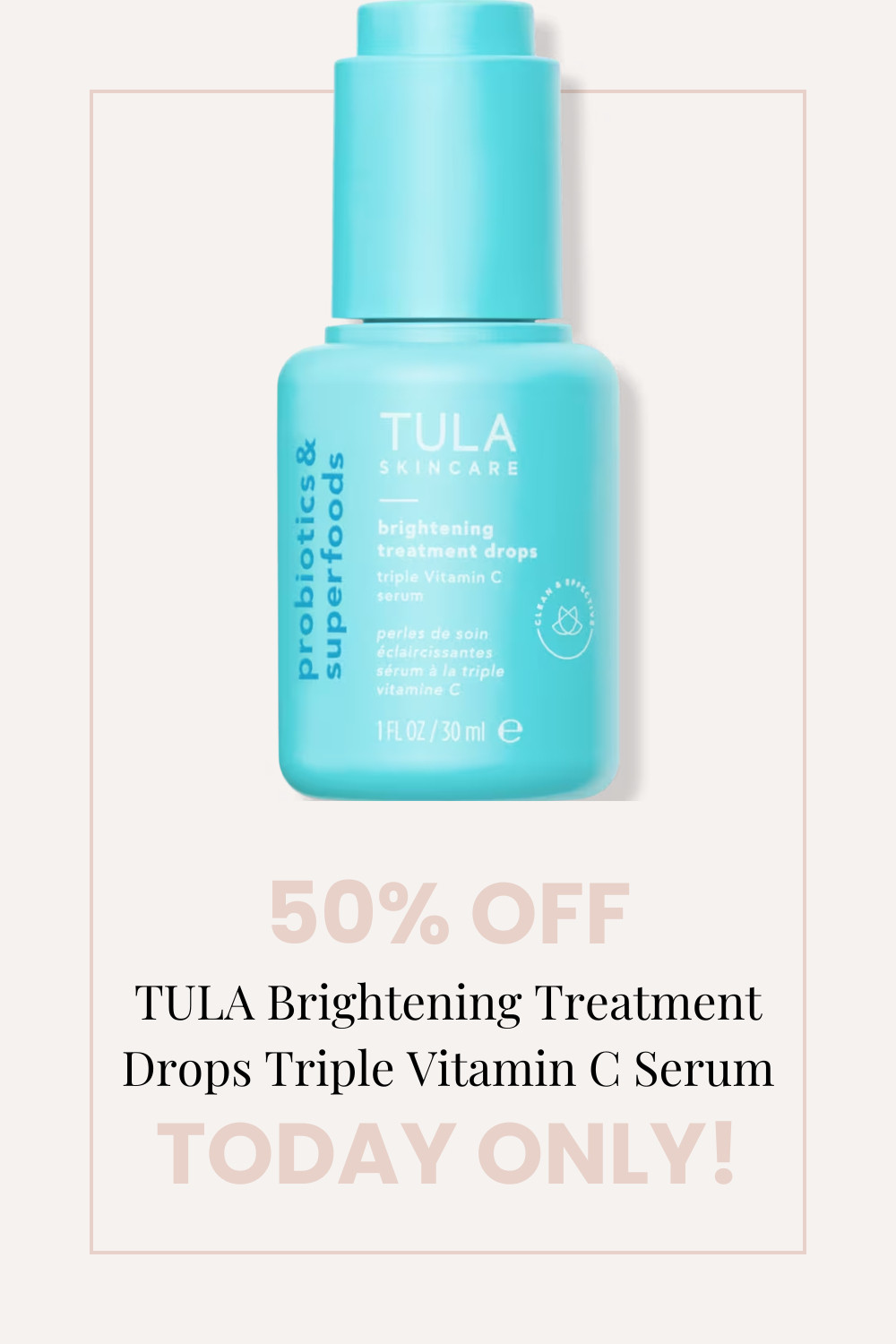 💦 Today only! Get 50% off the TULA Brightening Treatment Drops Triple Vitamin C Serum during Ulta's Love Your Skin Event. 

 #LTKSaleAlert #LTKFindsUnder50 #LTKBeauty