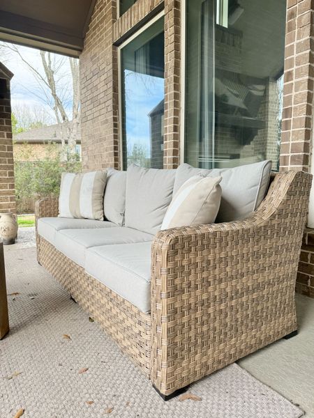 My outdoor sofa is back in stock! Linked the rug I am considering too. 

#LTKhome #LTKMostLoved #LTKSeasonal
