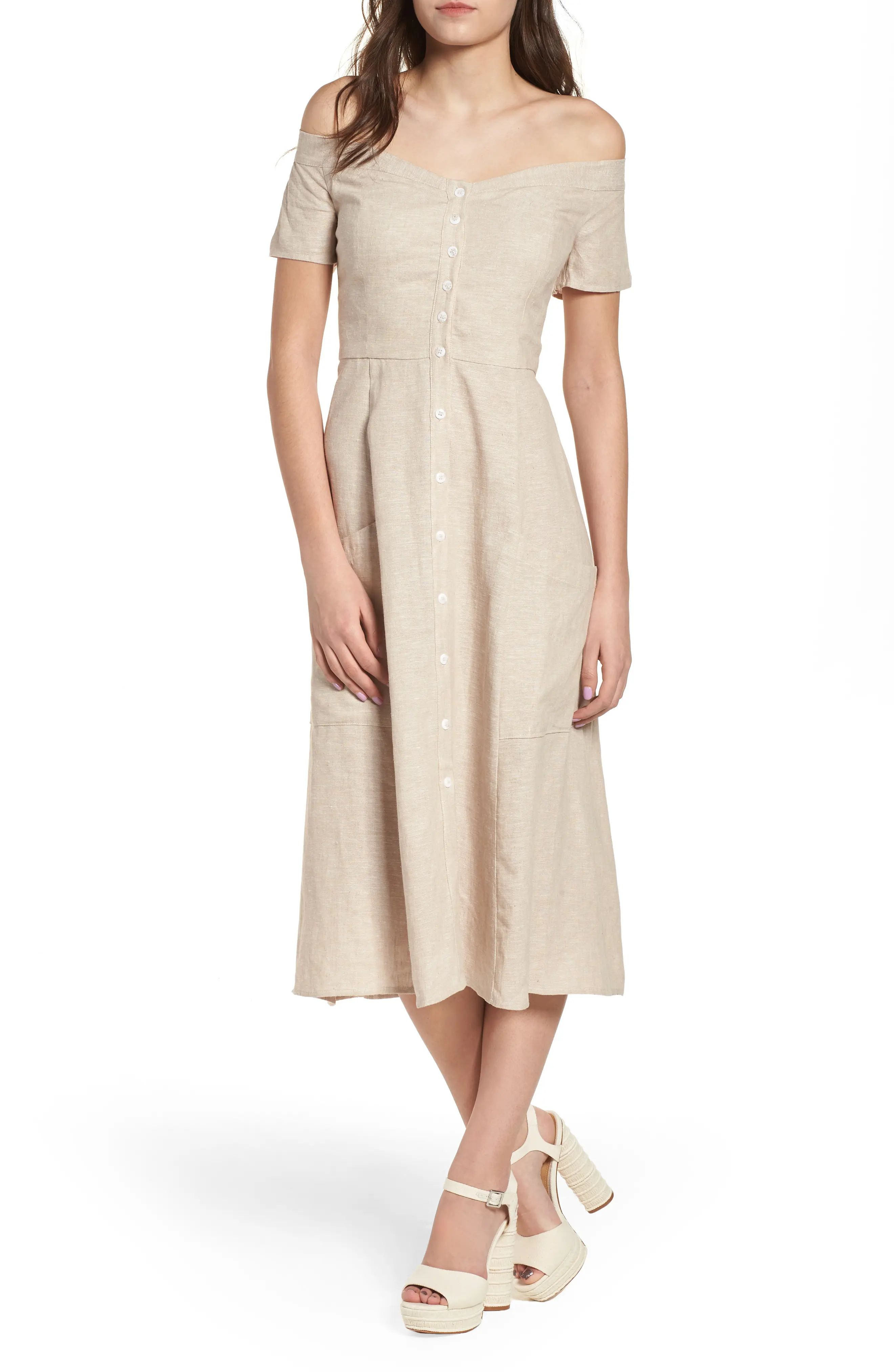 Perry Linen Blend Midi Dress | Nordstrom