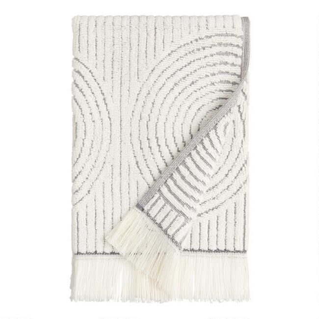 Gray and White Sculpted Spiral Morgan Hand Towel | World Market