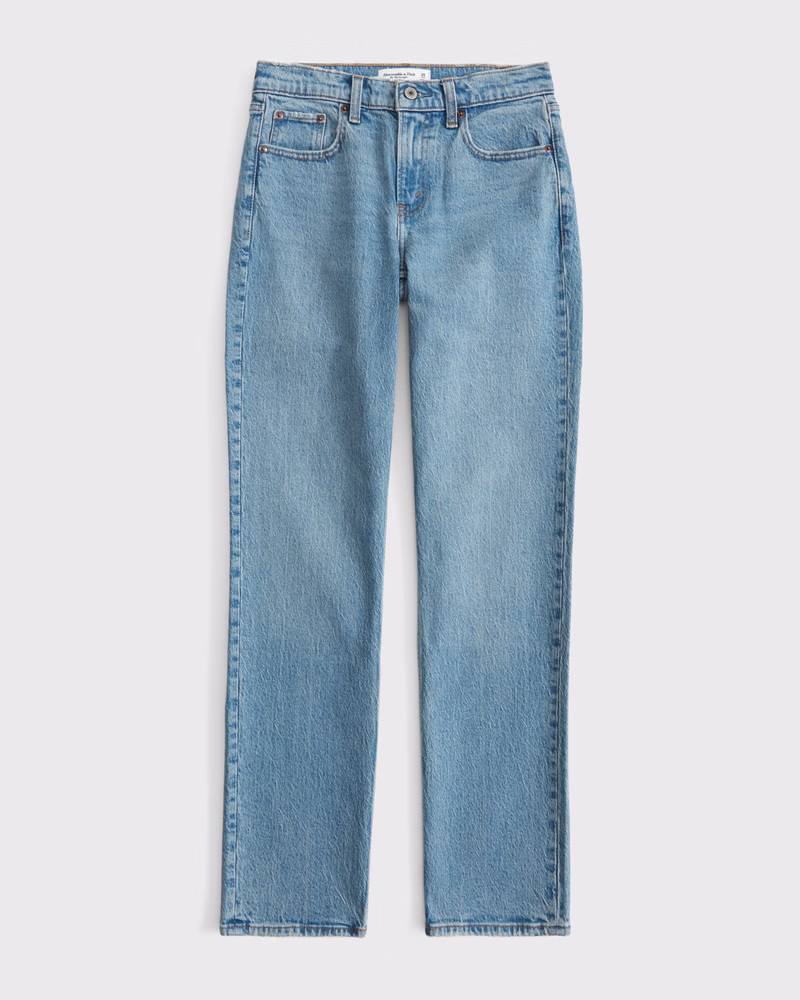 Abercrombie & Fitch Women's Mid Rise 90s Straight Jean in Medium - Size 32 LONG | Abercrombie & Fitch (US)