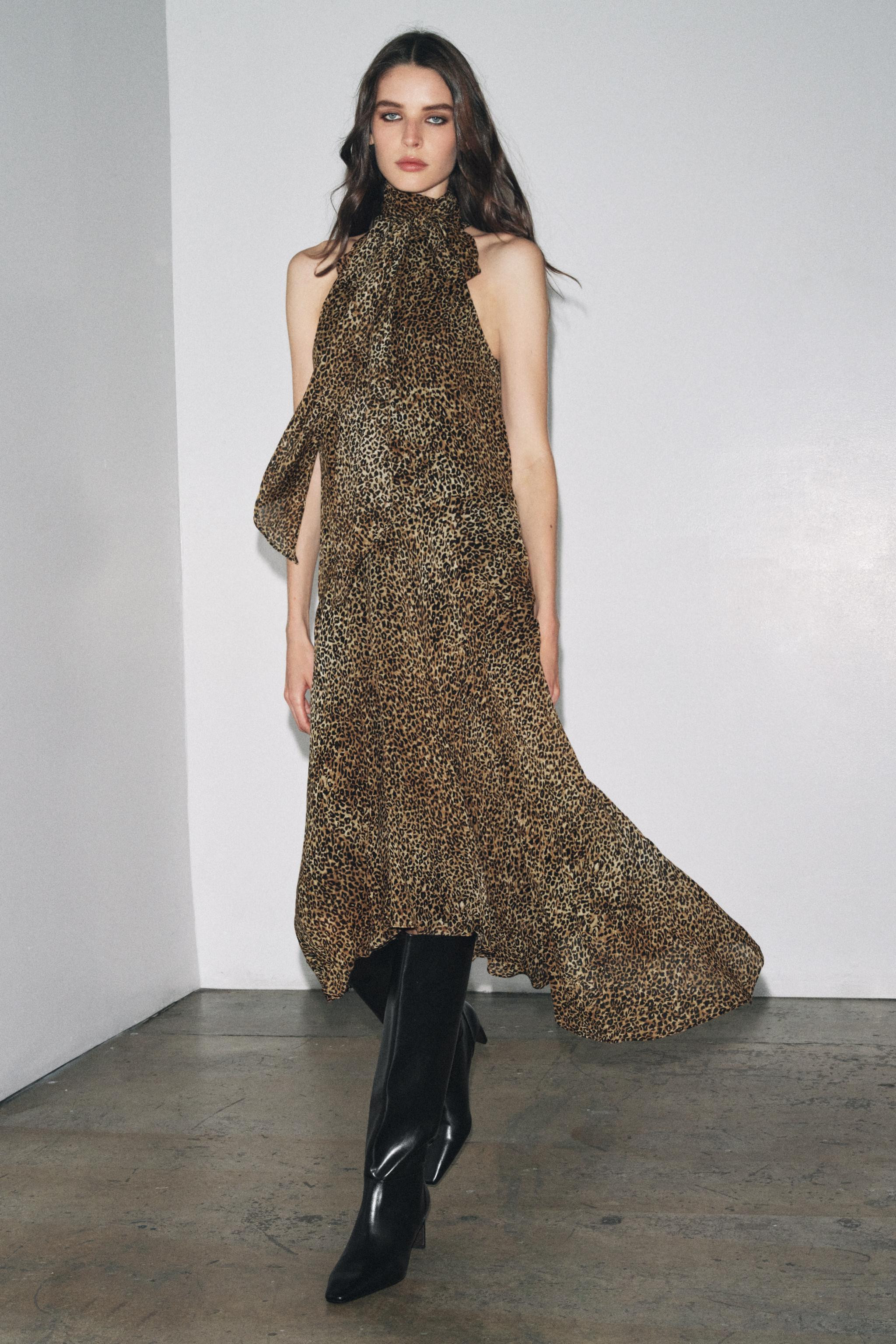 HALTER ANIMAL PRINT DRESS ZW COLLECTION | Zara US