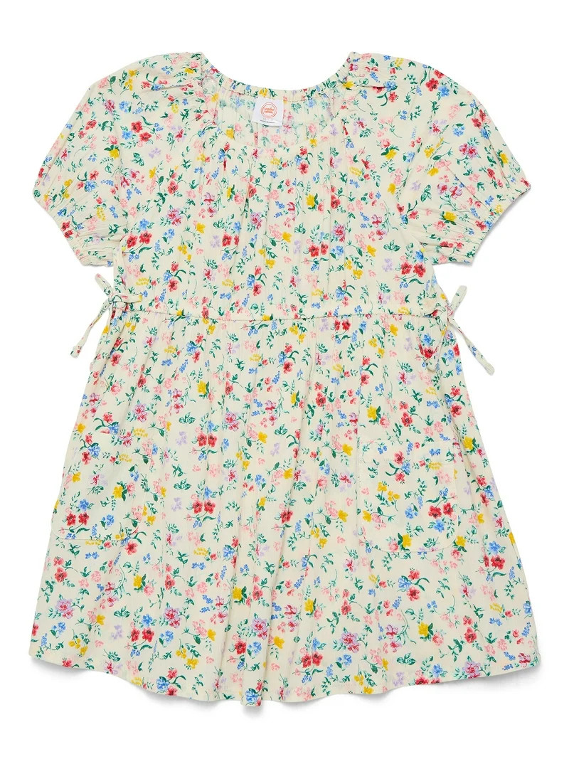 Wonder Nation Girls Print Smock Dress with Puff Sleeves, Sizes 4-18 & Plus | Walmart (US)