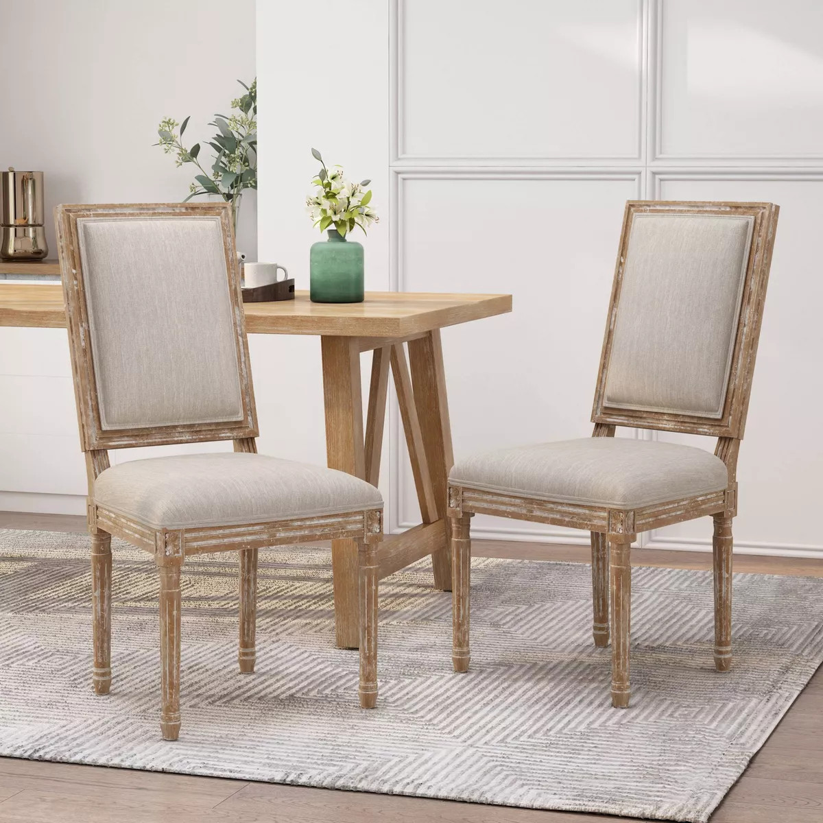 2pk Regina French Country Wood Upholstered Dining Chairs  - Christopher Knight Home | Target