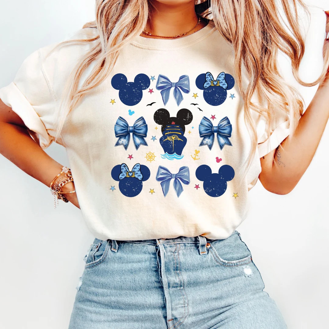 Comfort Colors® Mickey Cruise T-Shirt, Disney Cruise Shirt, Coquette Bow Mickey Shirt, Coquette ... | Etsy (US)