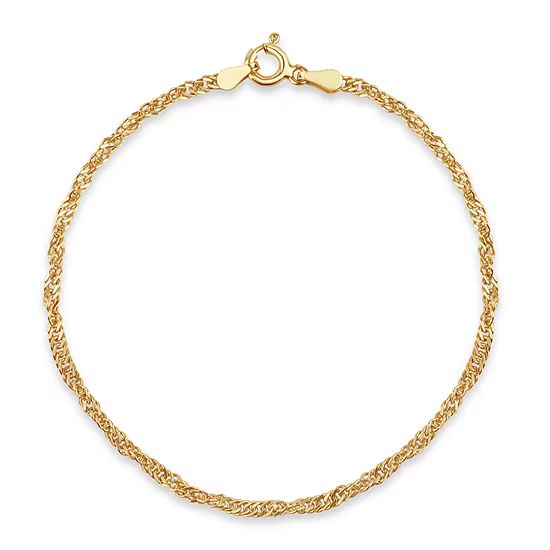 Made in Italy 14K Gold Over Silver 7.5 Inch Solid Singapore Chain Bracelet | JCPenney