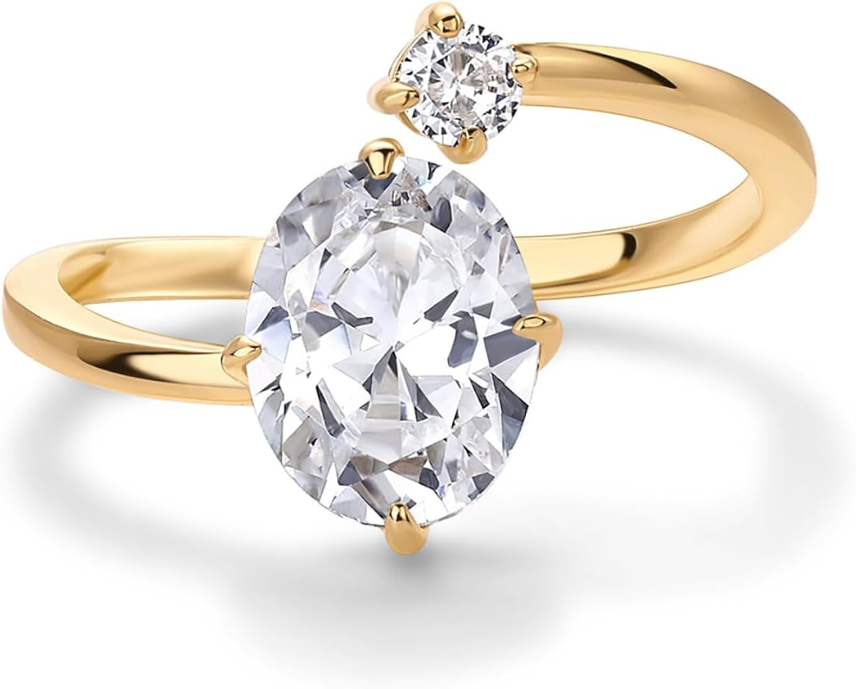 PAVOI 14K Yellow Plated Toi Et Moi 3CT Cushion Cut Cubic Zirconia Stone Wraparound Engagement Pro... | Amazon (US)