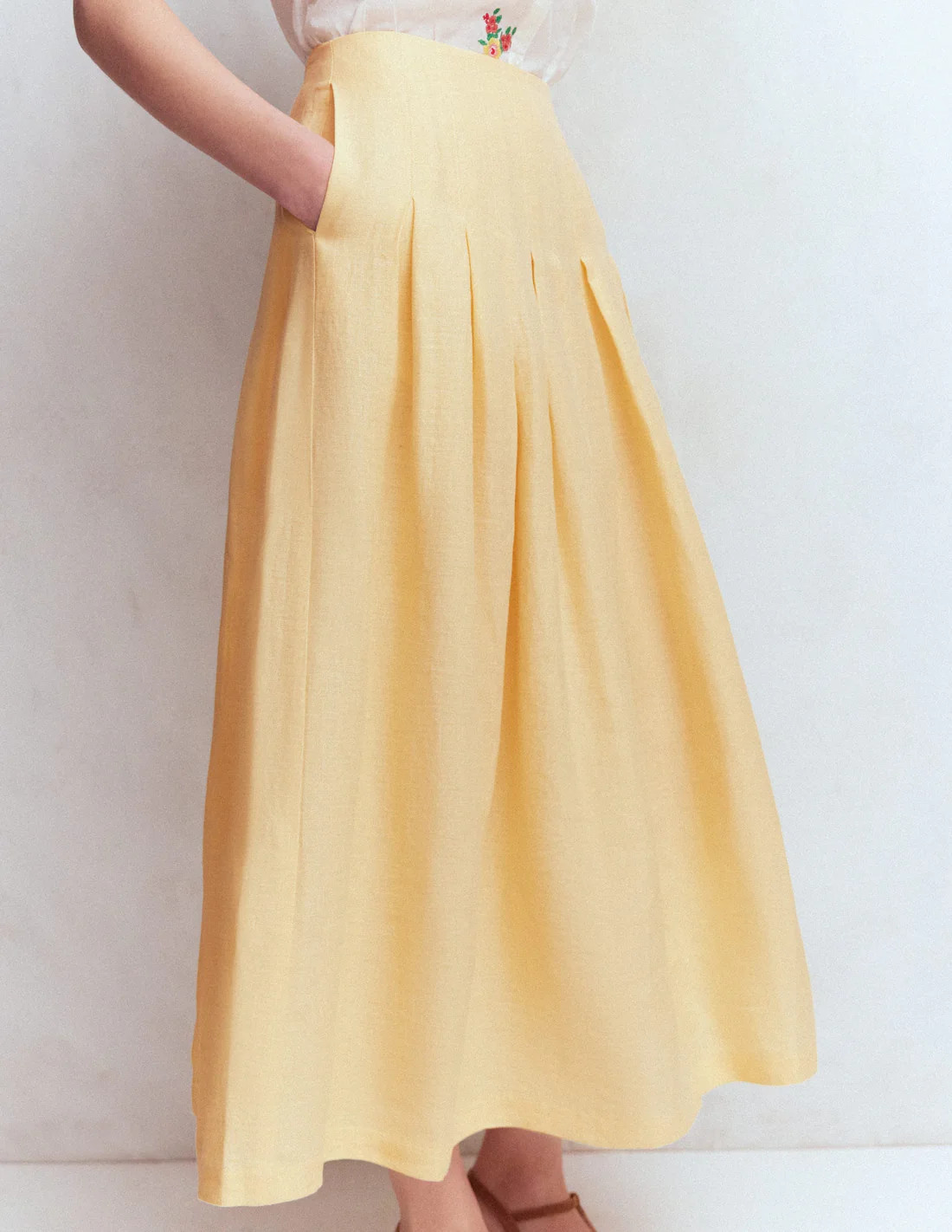 Valentina Linen Skirt-Buttercream | Boden UK