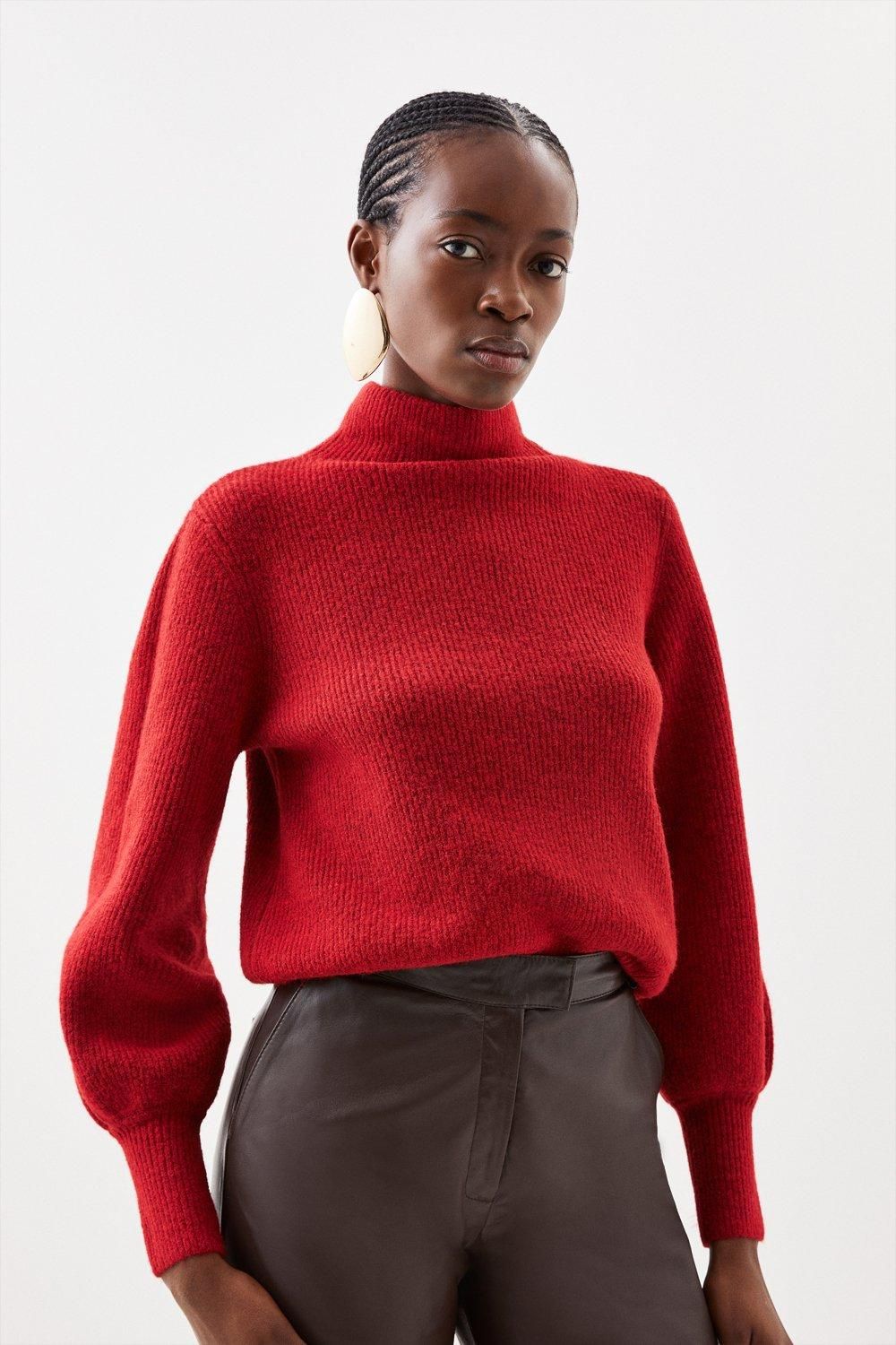 Wool Blend Cosy Funnel Knit Jumper | Karen Millen UK + IE + DE + NL