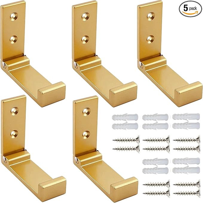 ZEYU Folding Coat Hooks, 5Pcs Wall Hooks for Hanging Coat Towel Hooks Hardware Heavy Duty Aluminu... | Amazon (US)
