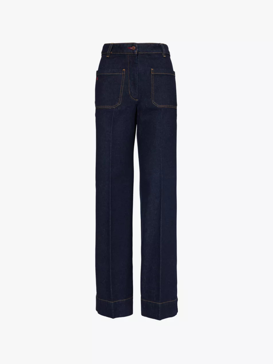 Alina flared-cuffs wide-leg high-rise denim jeans | Selfridges
