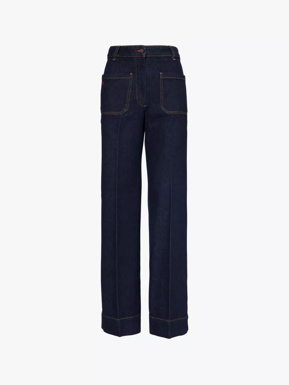 Alina flared-cuffs wide-leg high-rise denim jeans | Selfridges