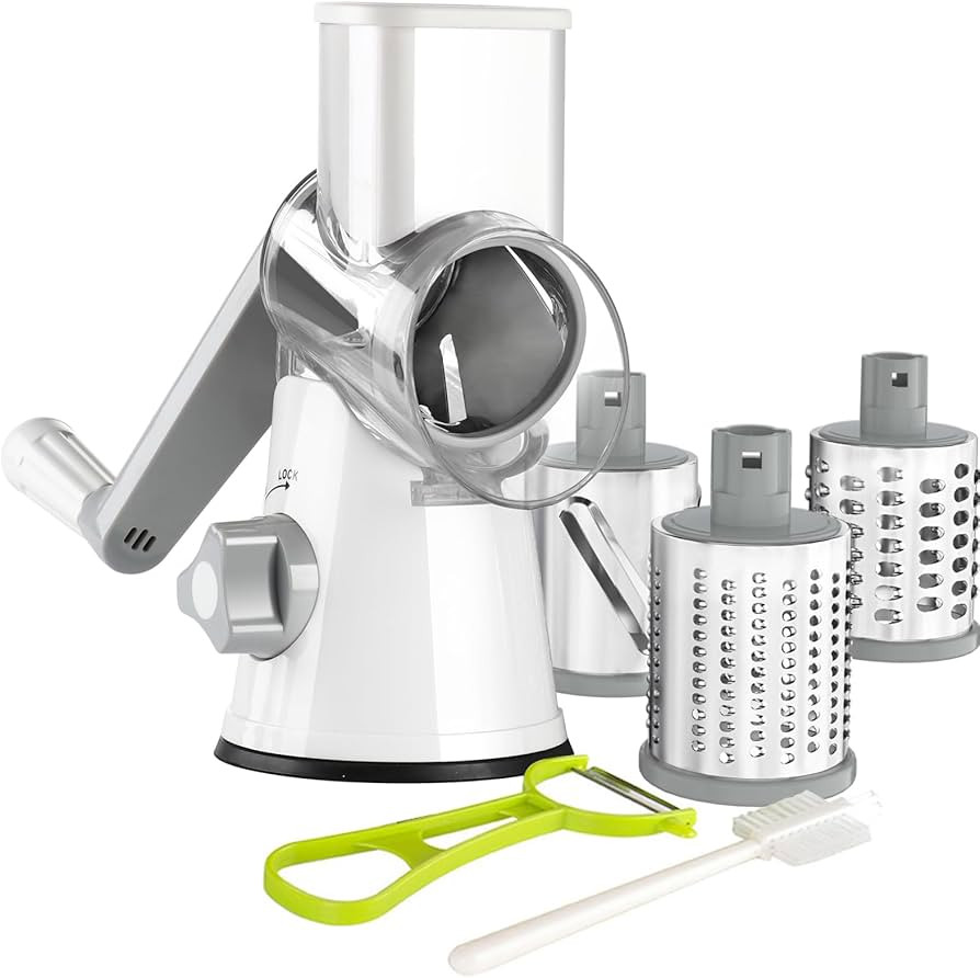 Ourokhome Rotary Cheese Grater Hand Crank, Kitchen Shredder Speed Mandolin Slicer Nuts Grinder wi... | Amazon (US)