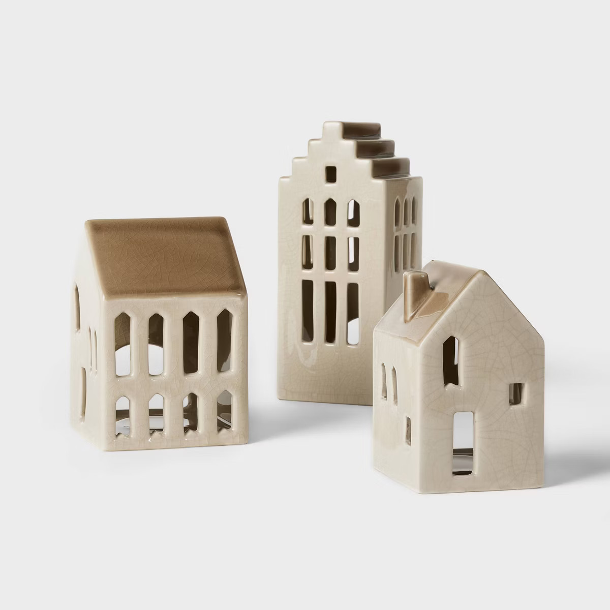 Set of 3 Ceramic House LED Tea Light Candle Holder - Threshold™ designed with Studio McGee | Target