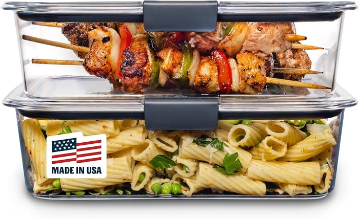 Rubbermaid Brilliance BPA-Free Food Storage Containers with Lids, Airtight Clear Set of 2 (9.6 Cu... | Amazon (US)