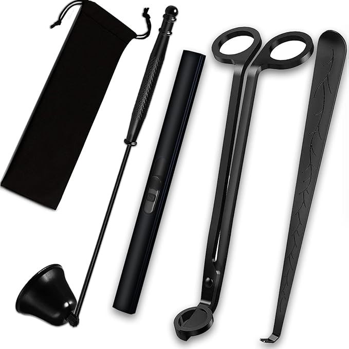 4 in 1 Candle Accessory Set, USB Rechargeable Lighter, Candle Wick Trimmer Cutter, Candle Snuffer... | Amazon (US)