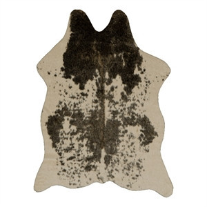 Linon Faux Hide Polyester Mini Speckle Cowhide Accent Rug in Brown and White | Homesquare