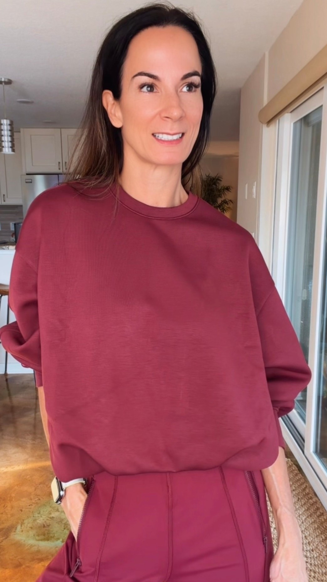 A matching set with a little drama. 🍷 Love the rich burgundy color, relaxed top, and wide-leg silhouette. Wear together for an easy outfit or mix the pieces into your everyday wardrobe. I’d add sneakers for daytime or a pointed-toe shoe and statement bag to dress it up. Linking both pieces!
