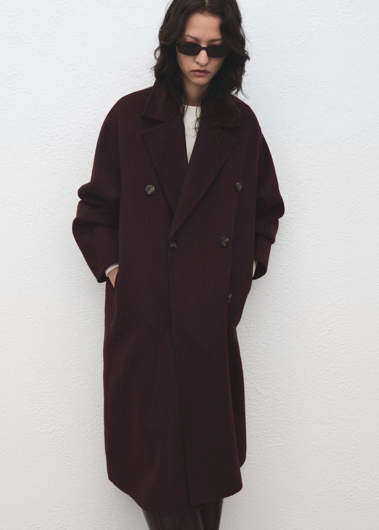 Handmade oversized wool coat - Women | MANGO United Kingdom | MANGO (UK)