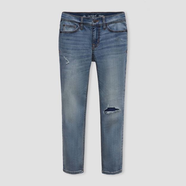 Boys' Super Stretch Distressed Slim Fit Jeans - Cat & Jack™ Light Blue | Target