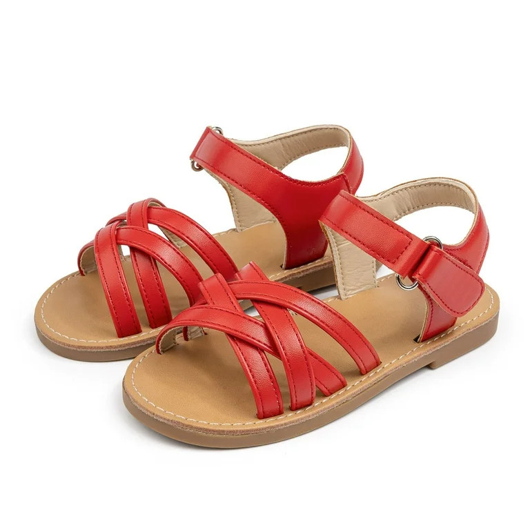 LIIPEE Girls Sandals Casual Summer Solid Color Open Toe Flat Bottom Fashion Sandals Toddler Kids ... | Walmart (US)