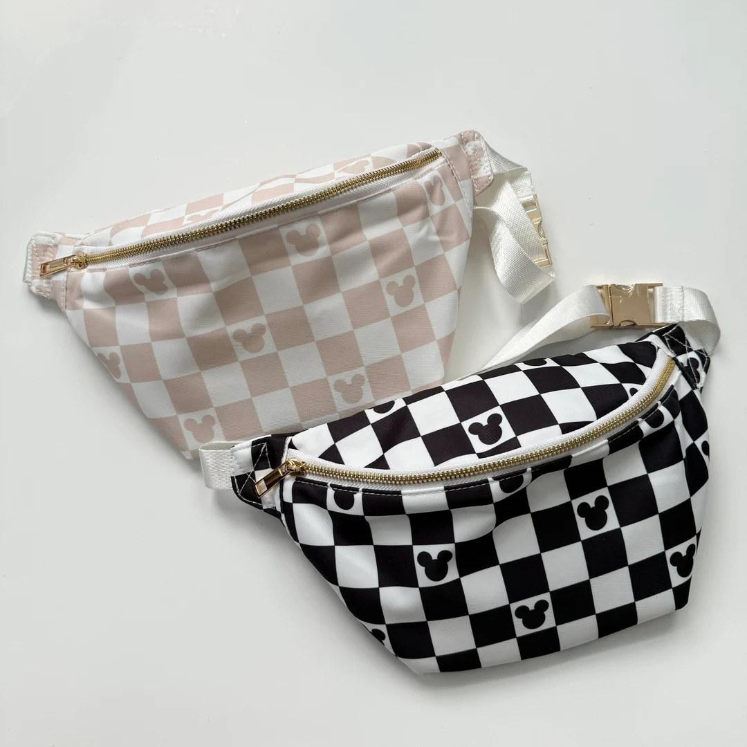 Jumbo Fanny Pack Disney Black and White Check, Nylon, Disneyland Accessory, Colored Checkered, Be... | Etsy (US)