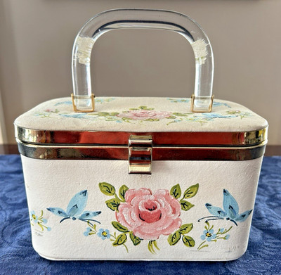 Vintage Julius Resnick Floral Box Handbag with Lucite Handle **Read Condition** | eBay US