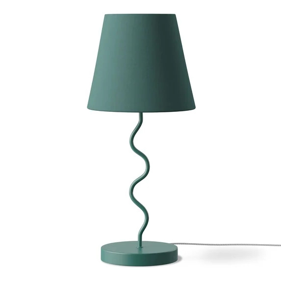 Mainstays Kids Green Curvy Table Lamp with Fabric Shade 17.25 Inch | Walmart (US)