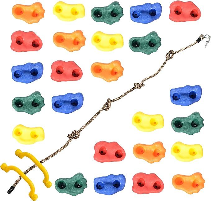 Milliard DIY Rock Climbing Holds Set with 8 Foot Knotted Rope (25 Pc. Kit) Kids Indoor and Outdoo... | Amazon (US)