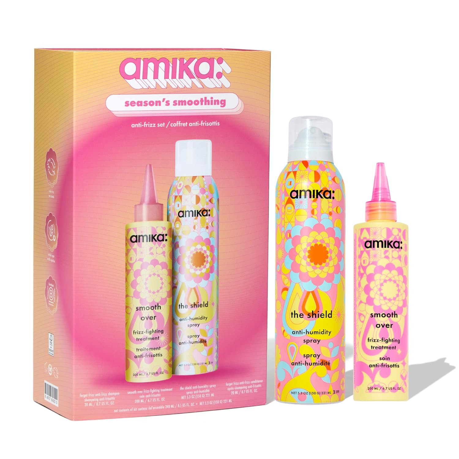 amika the shield anti-humidity spray | lightweight, invisible heat protection spray, contains UV filters, for smooth, frizz free hair | Amazon (US)