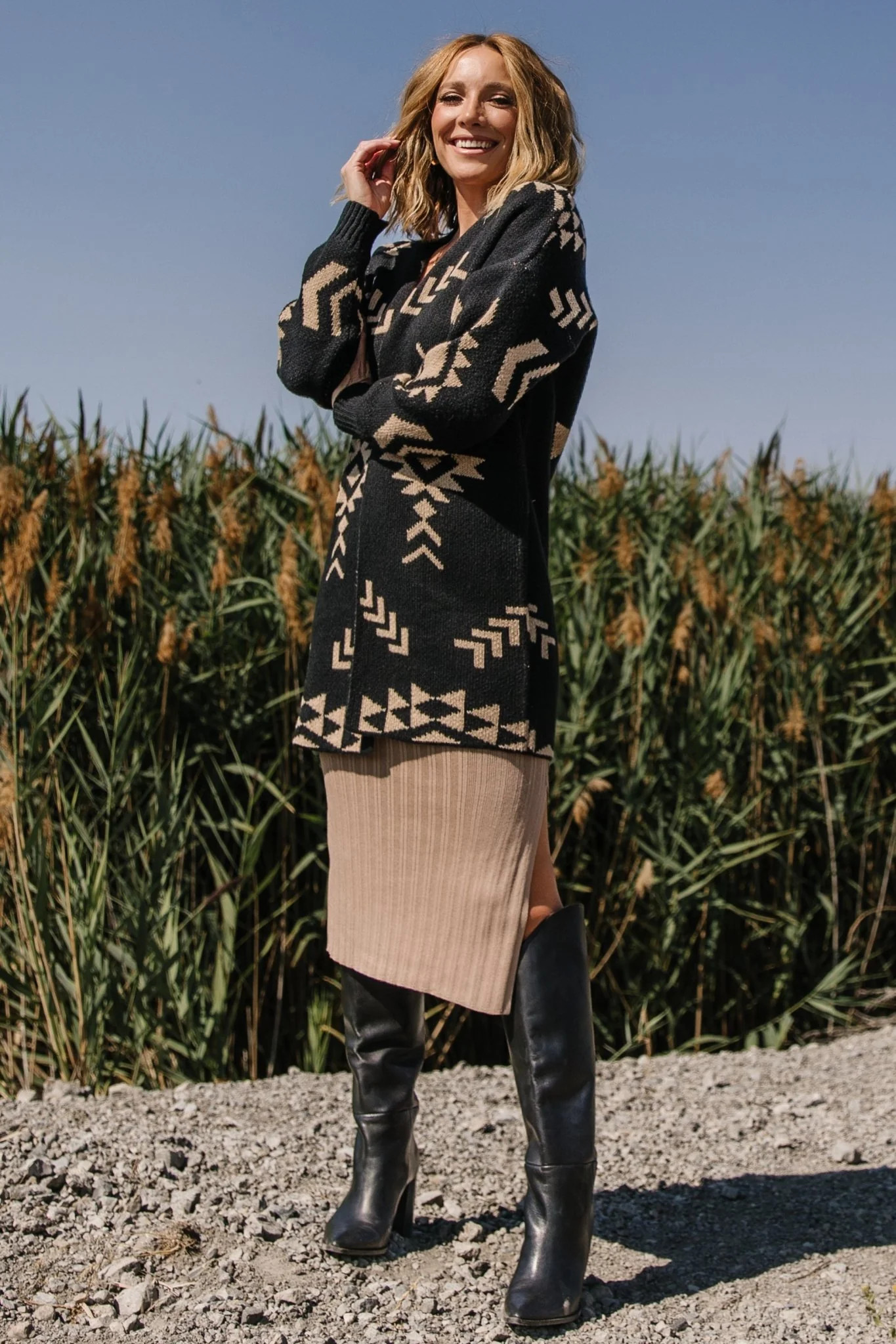 Hays Oversized Cardigan | Black + Tan | Baltic Born