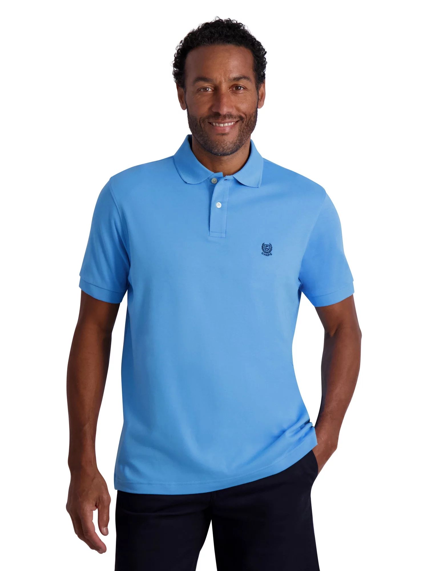 Chaps Men's Classic Fit Short Sleeve Cotton Solid Interlock Jersey Polo Shirt Sizes XS up to 4XB | Walmart (US)