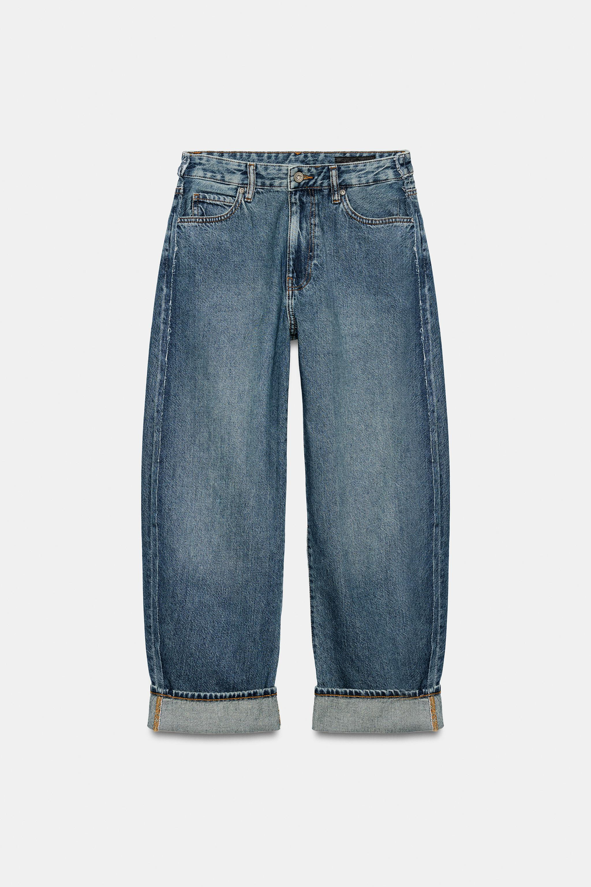 ZW COLLECTION MID-WAIST CUFFED BALLOON JEANS | Zara UK