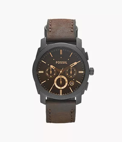 Machine Mid-Size Chronograph Brown Leather Watch | Fossil (US)