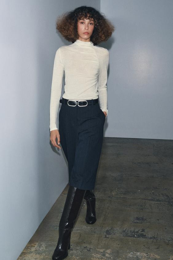 100% WOOL RUCHED TOP | Zara US