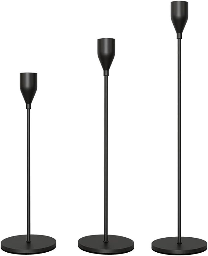 NLBTW Matte Black Candle Holders for Taper Candles Set of 3，Metal Decorative Candlestick Holder... | Amazon (US)