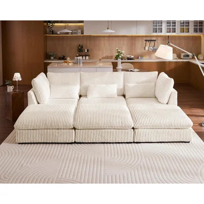 Cloud Sofa Sectional Oversized Modular Sofa,120" 6 Seater Corduroy Wide Seat Sectional with Reversible Chaise,Big Sleeper Sofa Bed with Ottoman | Wayfair North America