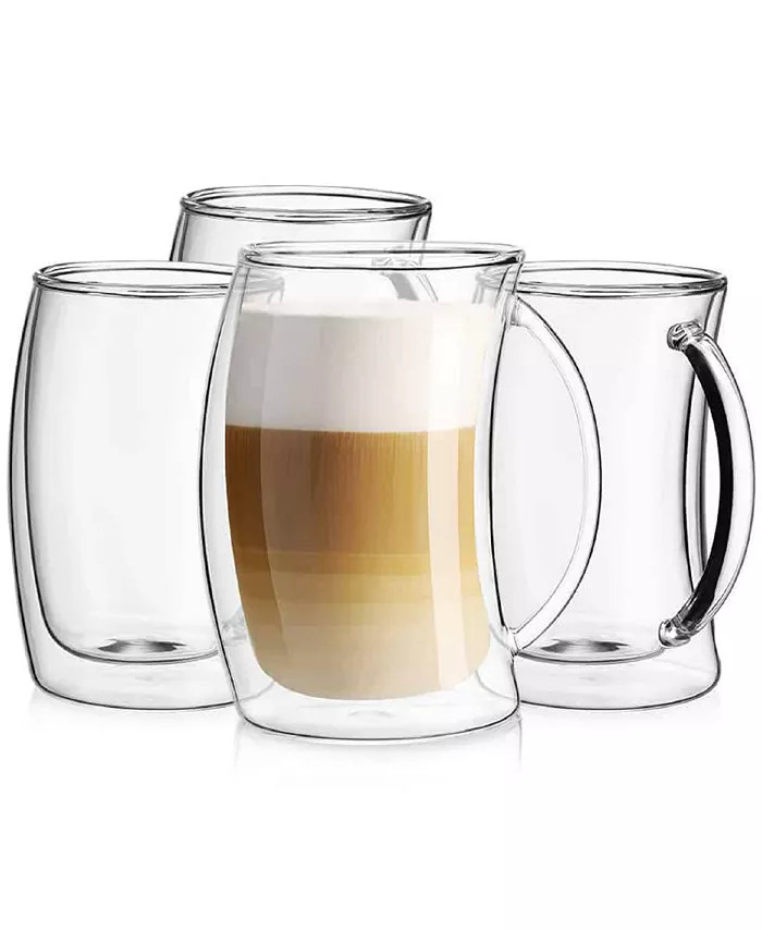 JoyJolt Caleo Double Wall Insulated Latte Glasses, Set of 4 - Macy's | Macy's