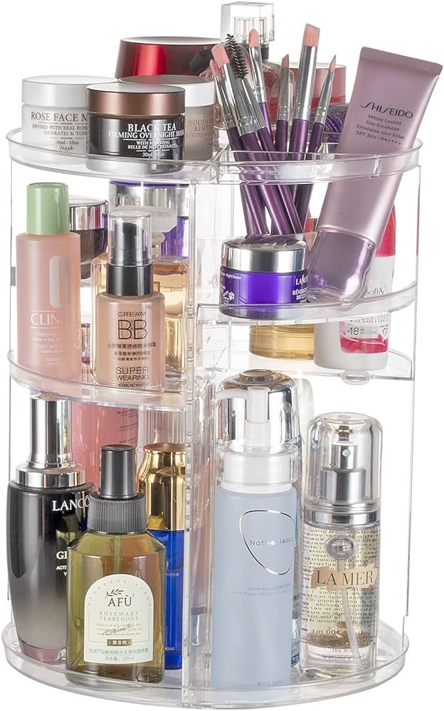 Argox 360° Rotating Makeup Organizer Clear Cosmetic Storage Display Case with Layers and Detacha... | Amazon (US)