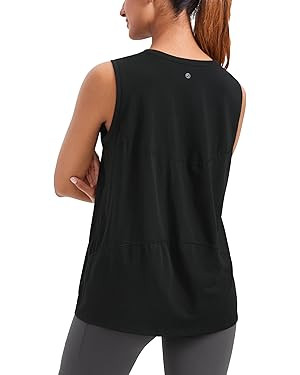 CRZ YOGA Pima Cotton High Neck Tank Basic Workout Sleeveless Tops for Women Soft Casual Athletic ... | Amazon (US)