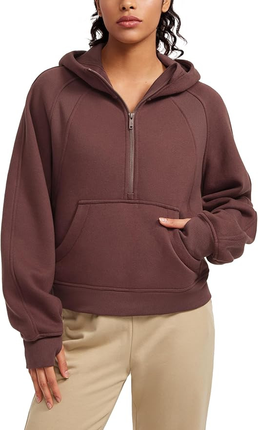 CRZ YOGA Womens Fleece Lined Half Zip Hoodies Pullover Oversized Long Sleeve Casual Workout Sweat... | Amazon (US)