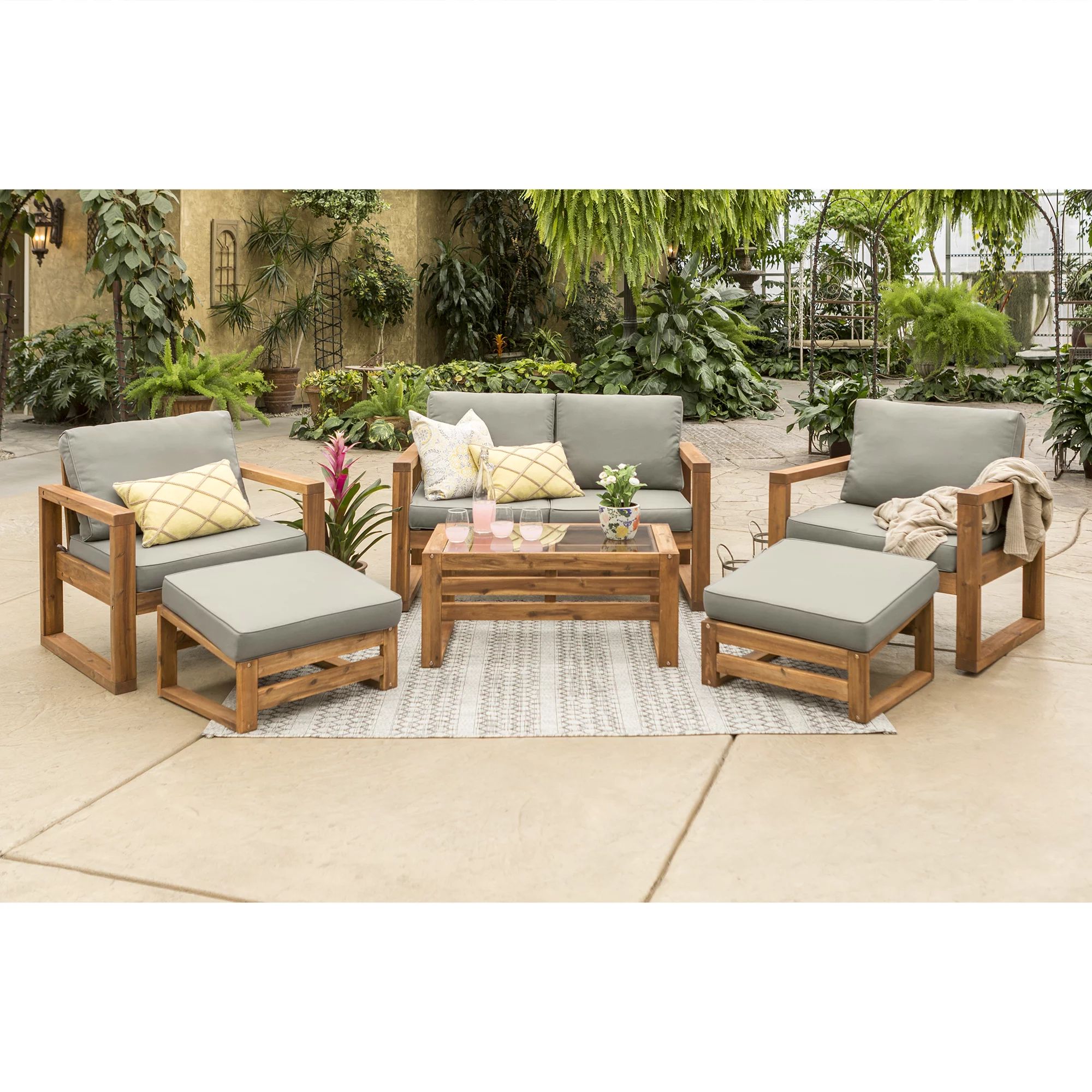 Manor Park Outdoor Patio Modern 6-Piece Conversation Set | Walmart (US)