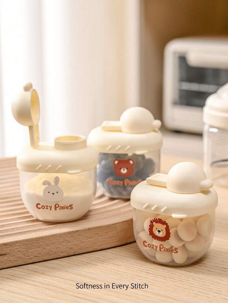 Cozy Pixies 3-Piece Baby Feeding Set: Milk Powder Boxes And Portion Containers With Cute Animal P... | SHEIN