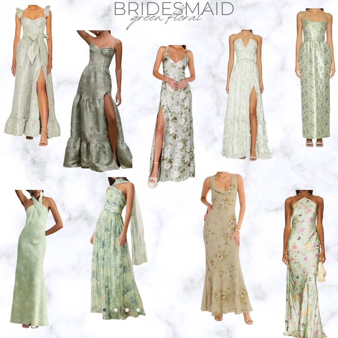 Green floral bridesmaid dresses
