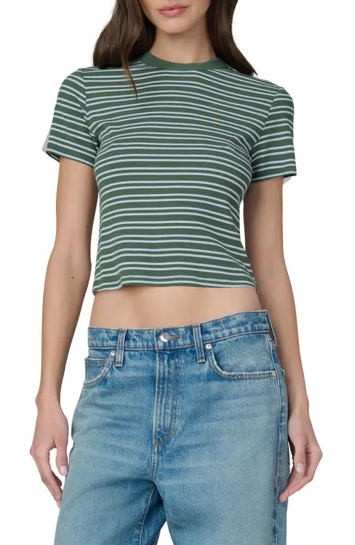 Joe's The Stripe Rib Baby T-Shirt in Cilantro/Sky Strip at Nordstrom, Size Large | Nordstrom