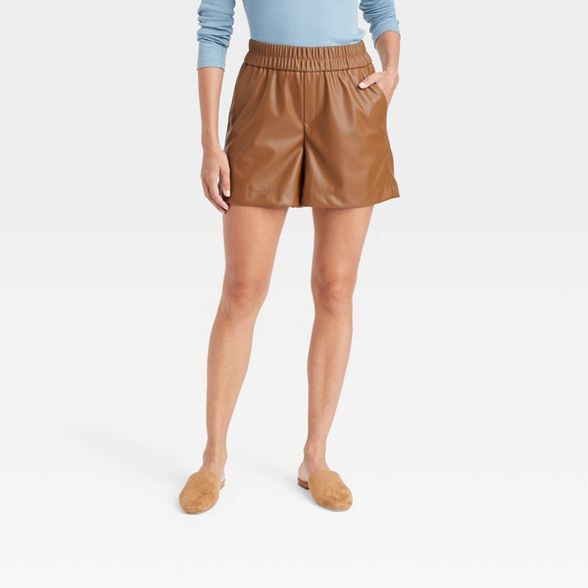 Women's High-Rise Faux Leather Pull-On Shorts - A New Day™ | Target