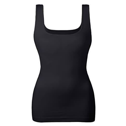 EUYZOU Women's Tummy Control Shapewear Tank Tops Seamless Square Neck Compression Tops Slimming Body Shaper Camisole-Black XL | Amazon (US)