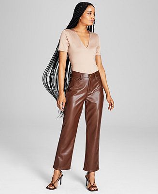 Women's High-Rise Faux-Leather Pants | Macys (US)
